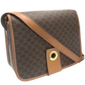 Celine Circle Logo Shoulder Bag Macadam Brown